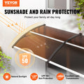 Polycarbonate Door Awning 40x40cm UPF50+ UV Rain Snow Protection
