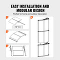 Polycarbonate Door Awning 40x40cm UPF50+ UV Rain Snow Protection