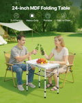 Folding Camping Table 24x16in Aluminum Adjustable Height Portable