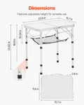 Folding Camping Table 24x16in Aluminum Adjustable Height Portable