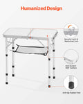 Folding Camping Table 24x16in Aluminum Adjustable Height Portable
