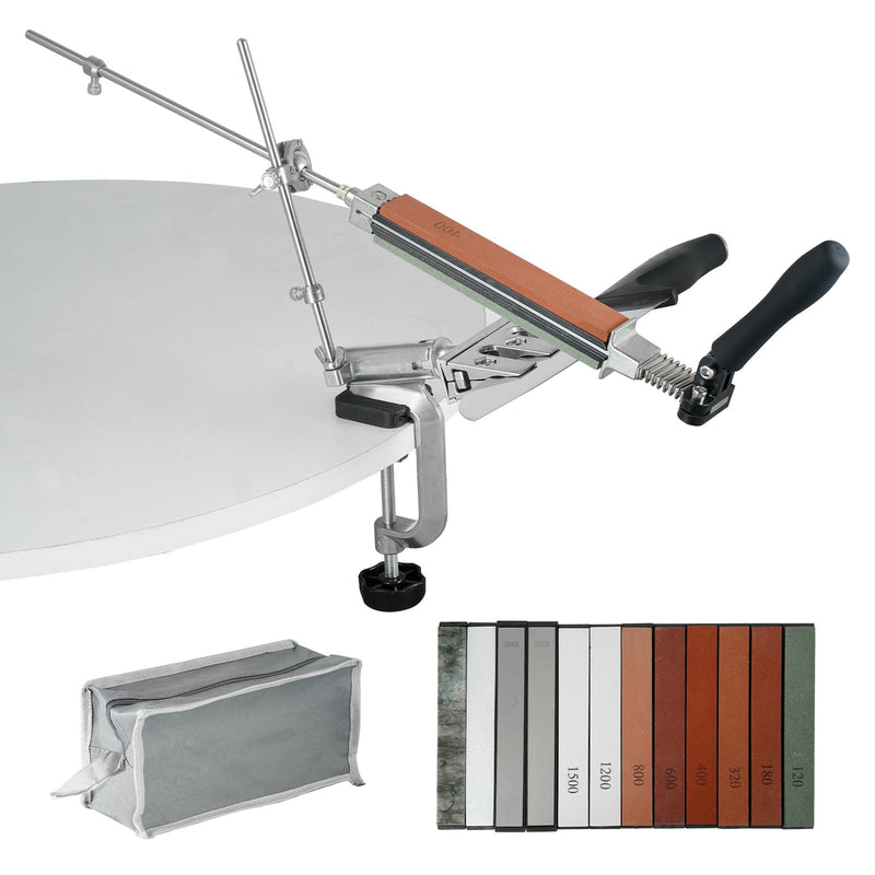 Knife Sharpener Kit 12 Whetstones 120-10000 Grit Fixed Angle System