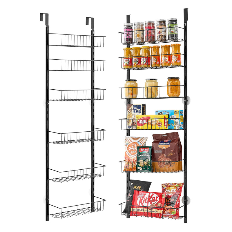Over Door Pantry Organiser 6-Tier Steel Spice Rack Storage Black