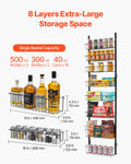 VEVOR 8-Tier Over Door Pantry Organizer Hanging Storage Rack Adjustable