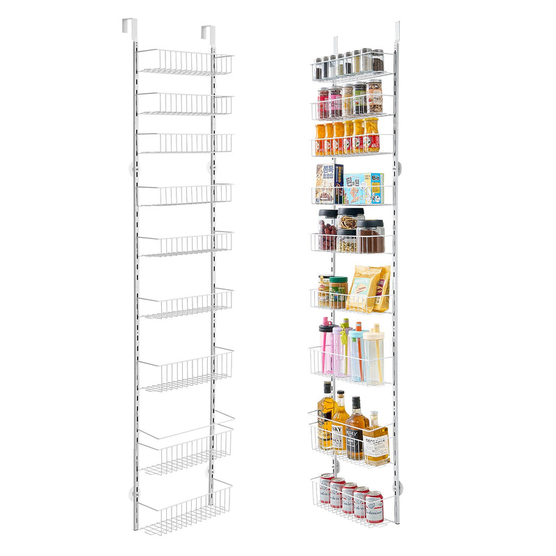 Over Door Pantry Organiser 9-Tier Heavy Duty Steel Spice Rack White