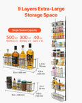 9-Tier Over Door Pantry Organizer Spice Rack Black Steel
