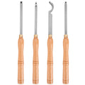Wood Turning Tools for Lathe 4 PCS Set, Carbide Lathe Tools with Diamond Shape, Round, Square Cutters, Turning Lathe Chisels with Comfortable Grip Handles Lathe Tools for Craft DIY Hobbyists