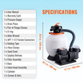 Sand Filter Above Ground with 450W Pool Pump 13,000 L/H Flow 6-Way Valve