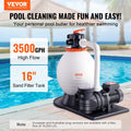 Sand Filter Pool Pump 850W 18000L/H 6-Way Valve Above Ground