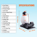 Sand Filter Pool Pump 850W 18000L/H 6-Way Valve Above Ground