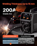 MIG Welder, 200A Synergic Mig Welding Machine, 4-in-1 Gas MIG/Flux Core MIG/Stick/Lift TIG Multi-Process Welder Machine with IGBT Inverter Technology and LCD Screen Display