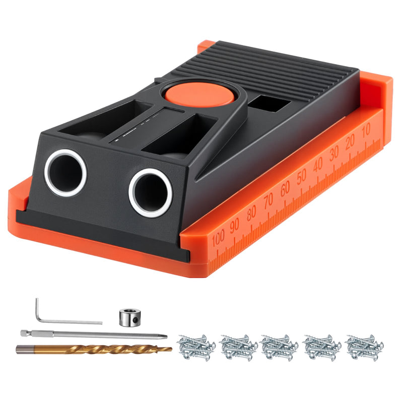 Pocket Hole Jig Kit 12.7-38.1mm Adjustable Woodworking with Drill Bit