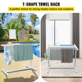 VEVOR 5 Bar Pool Towel Rack White Freestanding PVC Poolside Storage Organiser