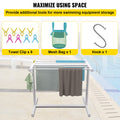 VEVOR 5 Bar Pool Towel Rack White Freestanding PVC Poolside Storage Organiser