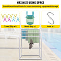 Pool Towel Rack 5 Bar Freestanding PVC Curved Poolside Storage Organiser