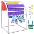 Outdoor Towel Rack 7 Bar Curved White Freestanding Pool Patio