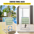 Outdoor Towel Rack 7 Bar Curved White Freestanding Pool Patio