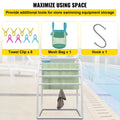 Outdoor Towel Rack 7 Bar Curved White Freestanding Pool Patio