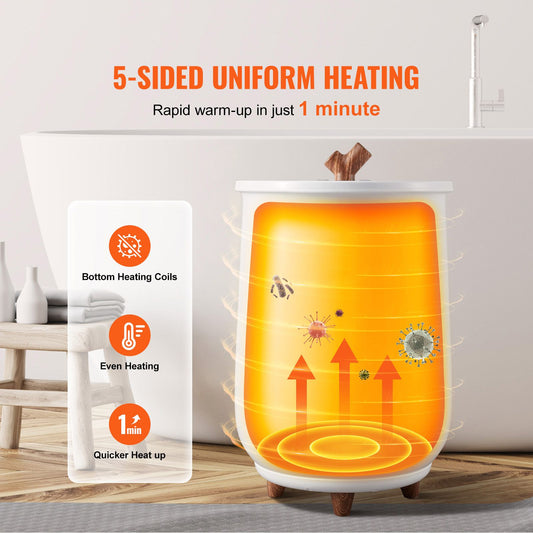 Towel Warmer Bucket, 20L Large Towel Warmer for Bathroom, Auto Shut Off Towel Heater with 4-Level Timer Fits up to Two 40"x70" Oversized Towels, Bathrobes, Blankets, ETL & FCC Certified