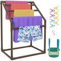 Pool Towel Rack 5 Bar Brown Freestanding PVC Trapezoid Poolside Storage