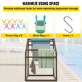 Pool Towel Rack 5 Bar Brown Freestanding PVC Trapezoid Poolside Storage