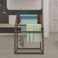 Pool Towel Rack 5 Bar Brown Freestanding PVC Trapezoid Poolside Storage