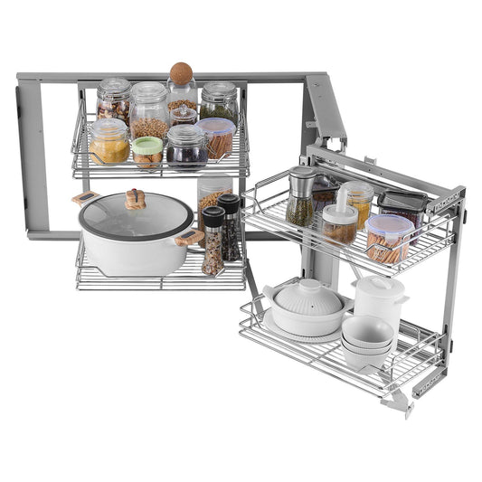 18" Blind Corner Pull Out Organizer 2 Tier 4 Shelf Kitchen Cabinet