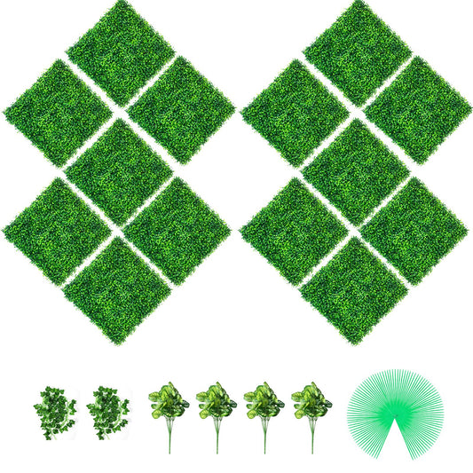 Artificial Boxwood Panels 14 PCS 50.8cm Hedge Wall Privacy Screen