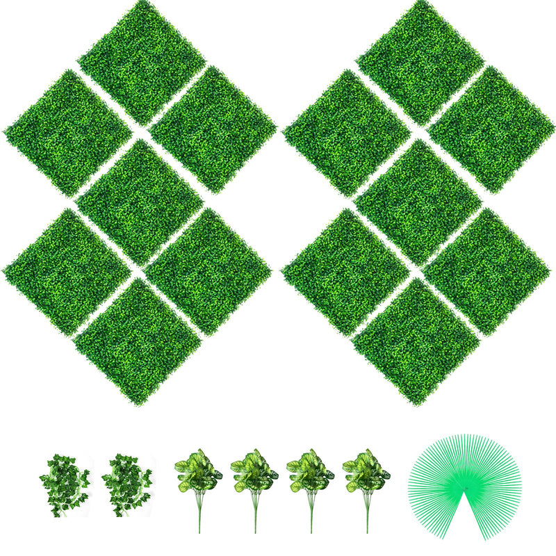 Artificial Boxwood Panels 14 PCS 50.8cm Hedge Wall Privacy Screen