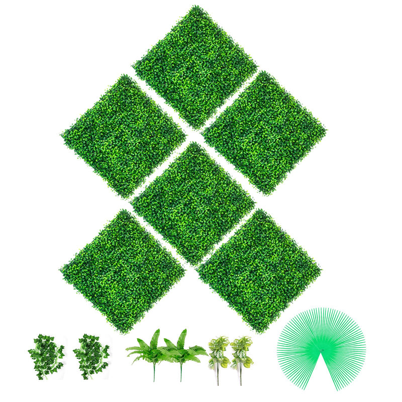 Artificial Boxwood Panels 6pcs 50.8cm Hedge Wall Privacy Screen