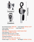 Manual Chain Hoist 1/4T 250KG 1.5M Lift G80 Steel Dual Pawl Brake