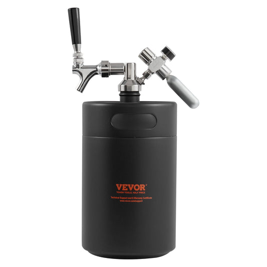 Beer Growler Tap System, 5L Mini Keg, 304 Stainless Steel Pressurized Beer Growler, Keg Growler with Pressure Display, CO2 Regulator Faucet, Leak-Proof Ring For Draft, Homebrew, Craft Beer