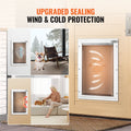 Pet Door, 33.7 x 50.9 cm Aluminum Frame with Lock and Flap System, Weatherproof Doggy Door, Easy to Install in Interior or Exterior Doors, Pet Door Suitable for Cat Doggie Kitties (White-L)