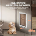 Pet Door, 33.7 x 50.9 cm Aluminum Frame with Lock and Flap System, Weatherproof Doggy Door, Easy to Install in Interior or Exterior Doors, Pet Door Suitable for Cat Doggie Kitties (White-L)