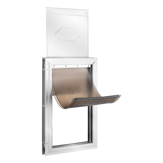 Pet Door, 21 x 30.3 cm Aluminum Frame with Lock and Flap System, Weatherproof Doggy Door, Easy to Install in Interior or Exterior Doors, Pet Door Suitable for Cat Doggie Kitties (White-Small)