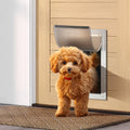 Pet Door, 21 x 30.3 cm Aluminum Frame with Lock and Flap System, Weatherproof Doggy Door, Easy to Install in Interior or Exterior Doors, Pet Door Suitable for Cat Doggie Kitties (White-Small)