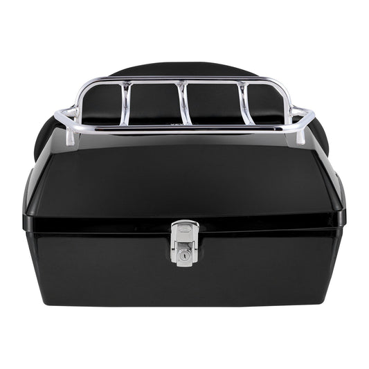 Motorcycle Top Case, Universal Durable PP Material Motorbike Tail Box with Reflective Panel, 48L Waterproof Detachable Motorcycle Top Box with Multi-Hole Base, Fit for 99% of Motorcycle Frames
