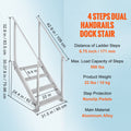 Dock Ladder 4 Step, Dock Stairs 30''-38'' Adjustable Height, 227 kgs Load Capacity, Aluminum Pontoon Boat Ladder with Dual Handrails & Nonslip Mat for Ship/Lake/Pool/Marine Boarding