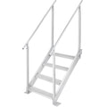 Dock Ladder 4 Step, Dock Stairs 30''-38'' Adjustable Height, 227 kgs Load Capacity, Aluminum Pontoon Boat Ladder with Dual Handrails & Nonslip Mat for Ship/Lake/Pool/Marine Boarding