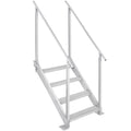 Dock Ladder 4 Step, Dock Stairs 30''-38'' Adjustable Height, 227 kgs Load Capacity, Aluminum Pontoon Boat Ladder with Dual Handrails & Nonslip Mat for Ship/Lake/Pool/Marine Boarding
