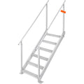 Dock Ladder, 1.09 m-1.29 m Adjustable Height, 227 kg Load Capacity, Aluminum Alloy 6 Steps Pontoon Boat Ladder with Dual Handrails & Nonslip Mat, Ideal for Ship/Lake/Pool/Marine Boarding