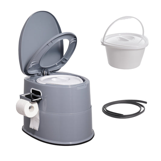 Portable Toilet 5L Bucket Camping Caravan RV Commode Dual Lids