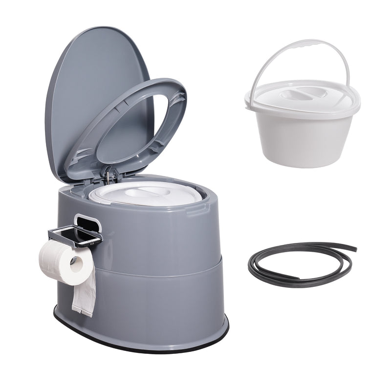 Portable Toilet 5L Bucket Camping Caravan RV Commode Dual Lids