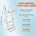 Dock Ladder 3 Step Aluminum 159kg Load Capacity Boat Pontoon Boarding