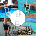Dock Ladder, Removable 4 Steps, 350 lbs Load Capacity, Aluminum Alloy Pontoon Boat Ladder with 4'' Wide Step & Nonslip Mat, Easy to Install for Ship/Lake/Pool/Marine Boarding
