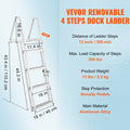 Dock Ladder 4 Step Aluminum 350lbs Pontoon Boat Marine Pool