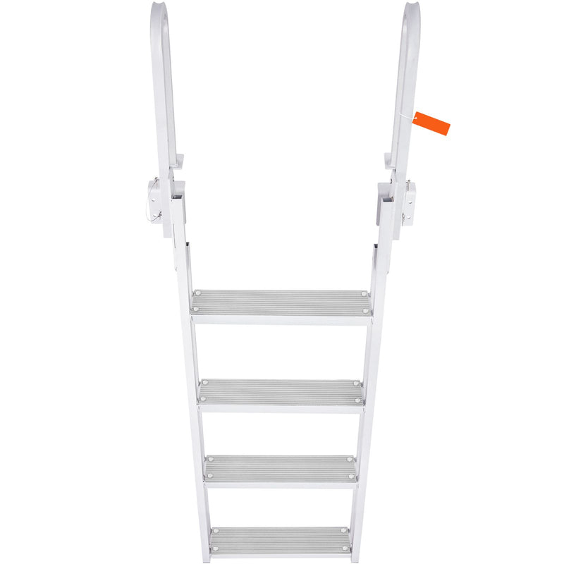 Dock Ladder Flip Up 4 Steps, 159 kg Load Capacity, Aluminum Pontoon Boat Ladder with 4