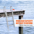 Dock Ladder Flip Up 4 Steps, 159 kg Load Capacity, Aluminum Pontoon Boat Ladder with 4