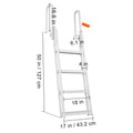 Dock Ladder Flip Up 4 Steps, 159 kg Load Capacity, Aluminum Pontoon Boat Ladder with 4