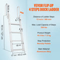 Dock Ladder Flip Up 4 Step 159kg Aluminium Pontoon Boat Marine